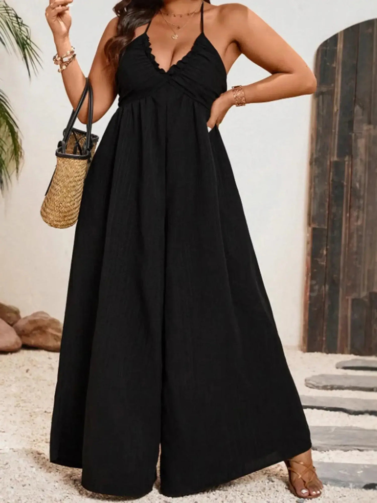 Women Plus Size Halter Neck Jumpsuit