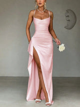 Midnight Satin Slip Gown