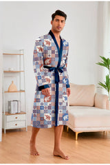 Men’s Leopard Satin Bathrobe Set