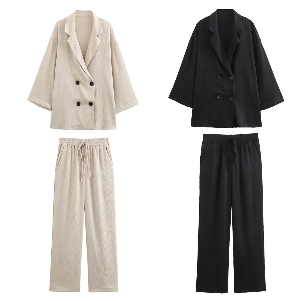 Wrinkled Suit Jacket Pant Set