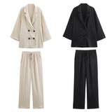 Wrinkled Suit Jacket Pant Set