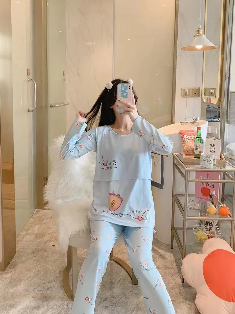 Postpartum & Nursing Pajamas Set