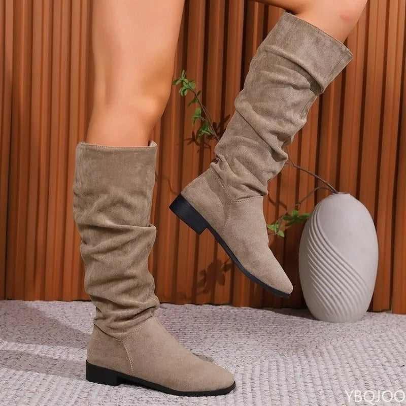 Women Mid Calf Boots Chelsea Lace Up Shoes