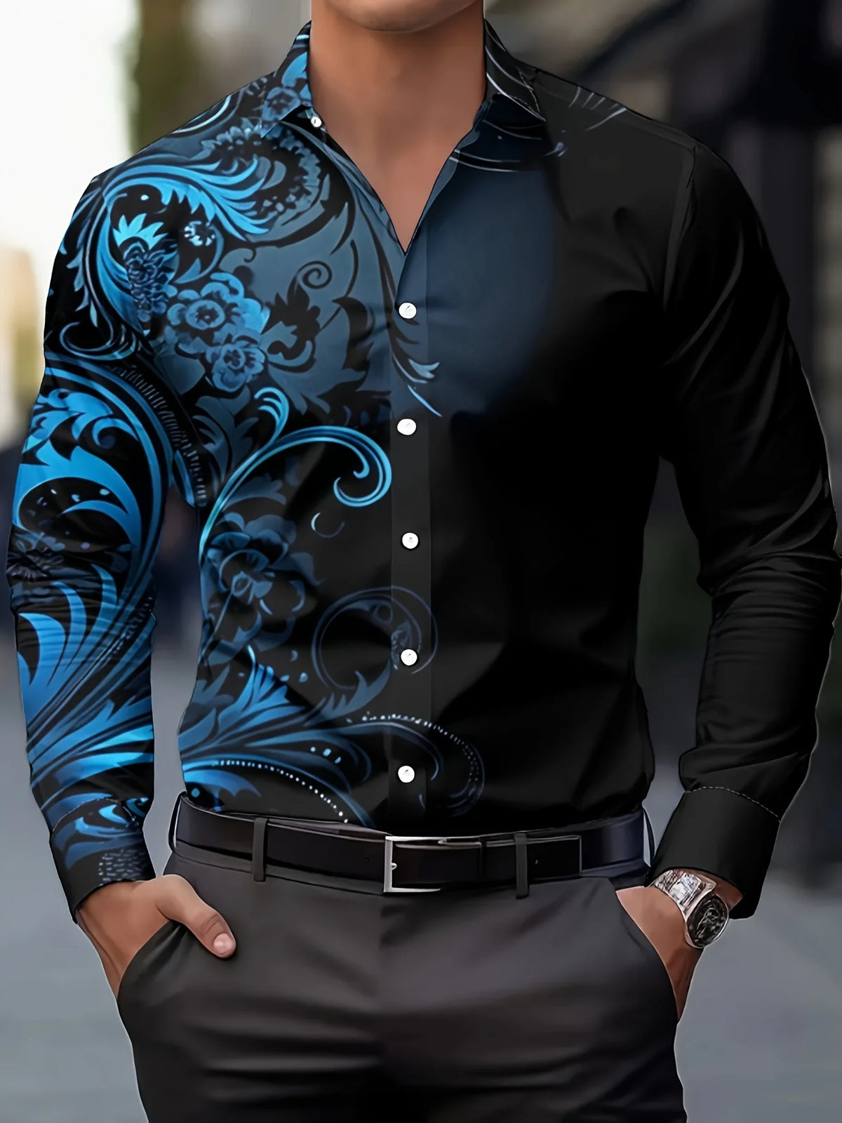 Crimson Floral Dress Shirt