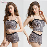 Women Lace Leopard Halter Top