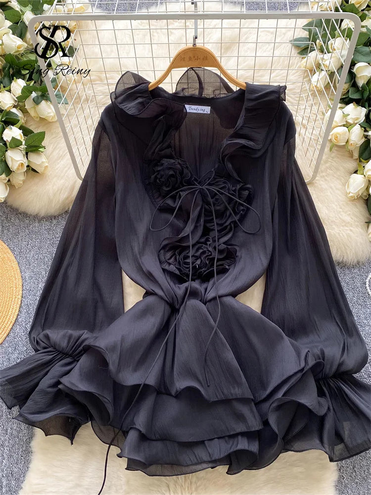 Women's Floral Chiffon Mini Dress