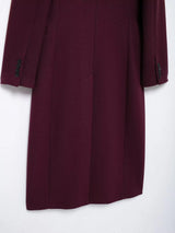 Burgundy Woolen Double Breasted Winter Coat