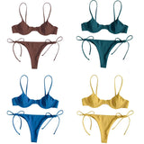 Split V-Neck Bikini Set