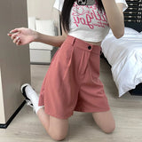 Women's Loose High Waist Suit Shorts
