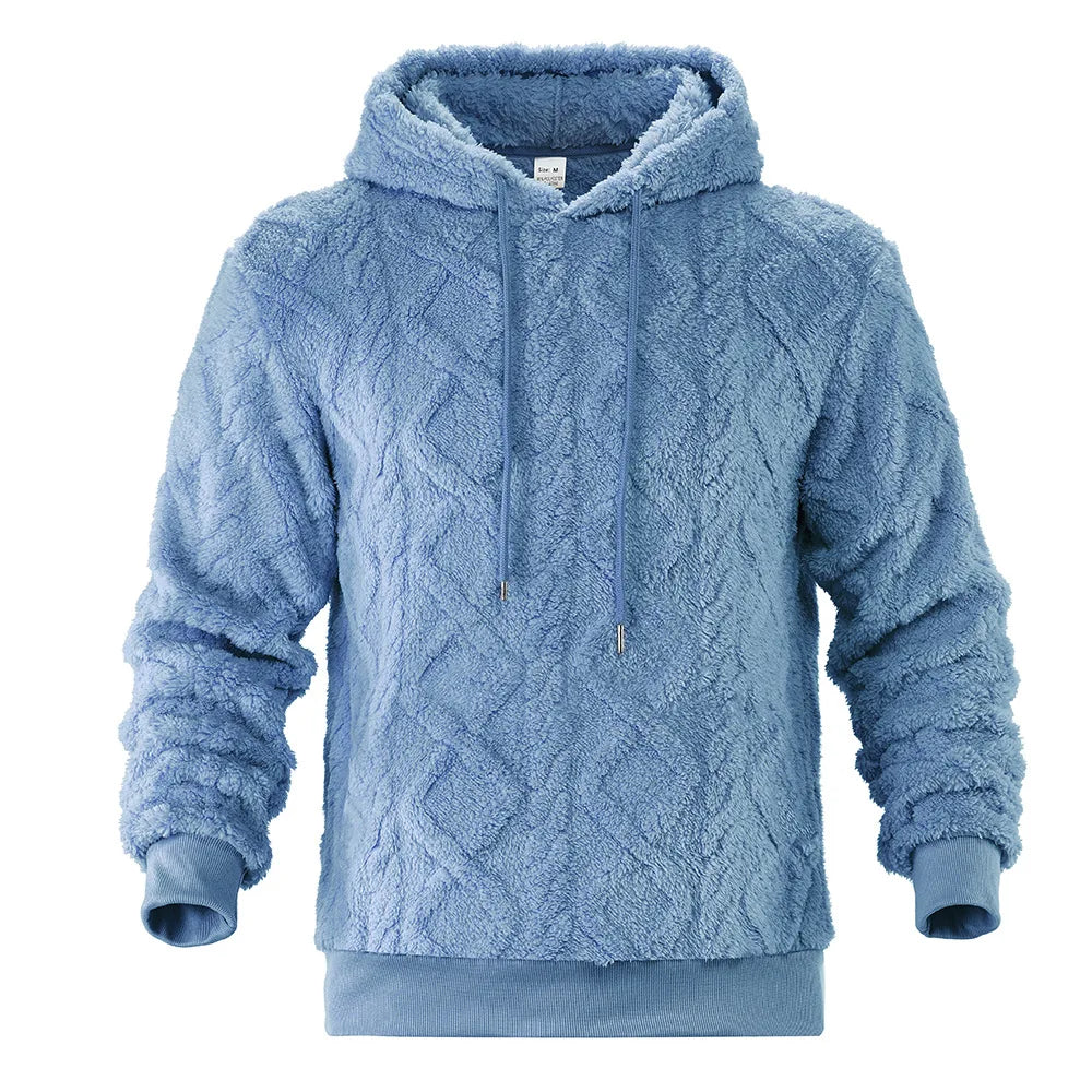 Men Velvet Hooded Pullover Sweater