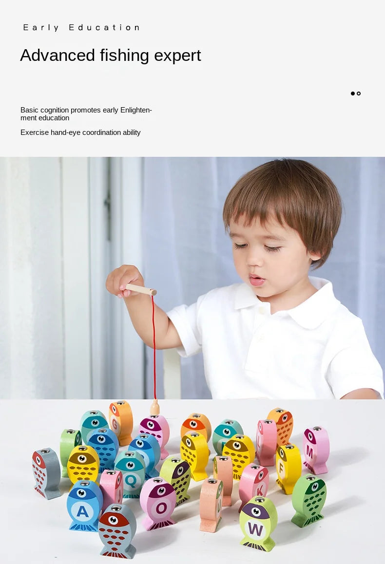 Wooden Alphabet Fishing Game Toy