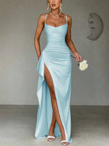 Midnight Satin Slip Gown