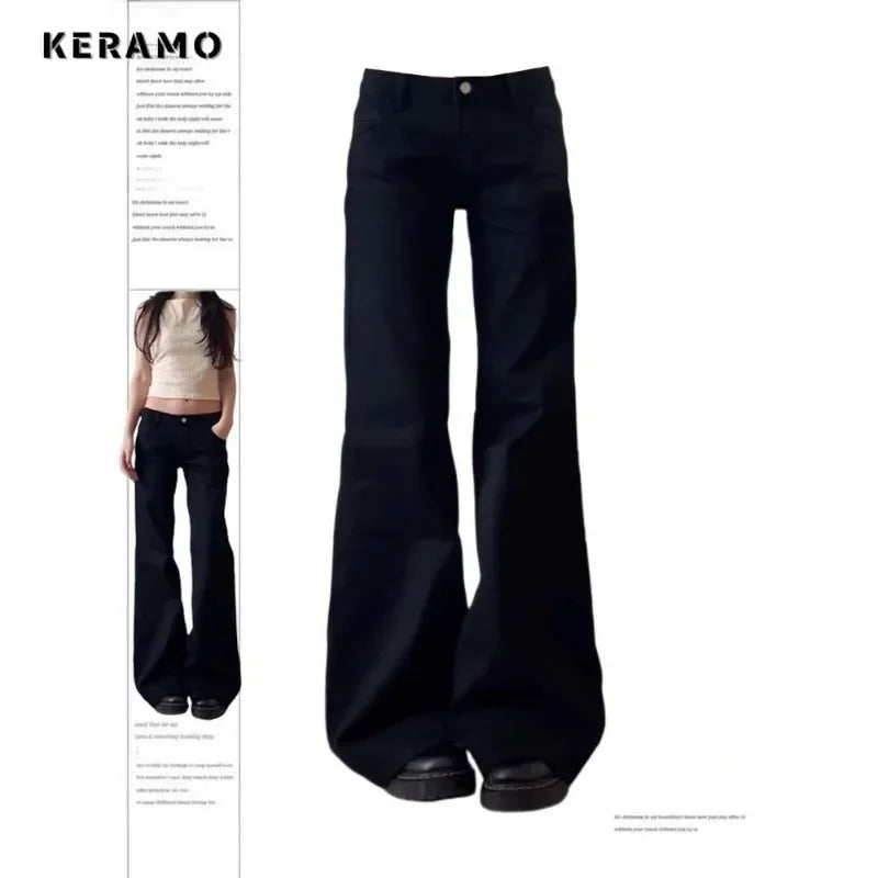 BlackMuse™ – Y2K High Waist Vintage Denim Jeans (Dark Washed, Wide Leg & Stylish)