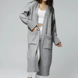 Women Long Pocket Knit Cardigan