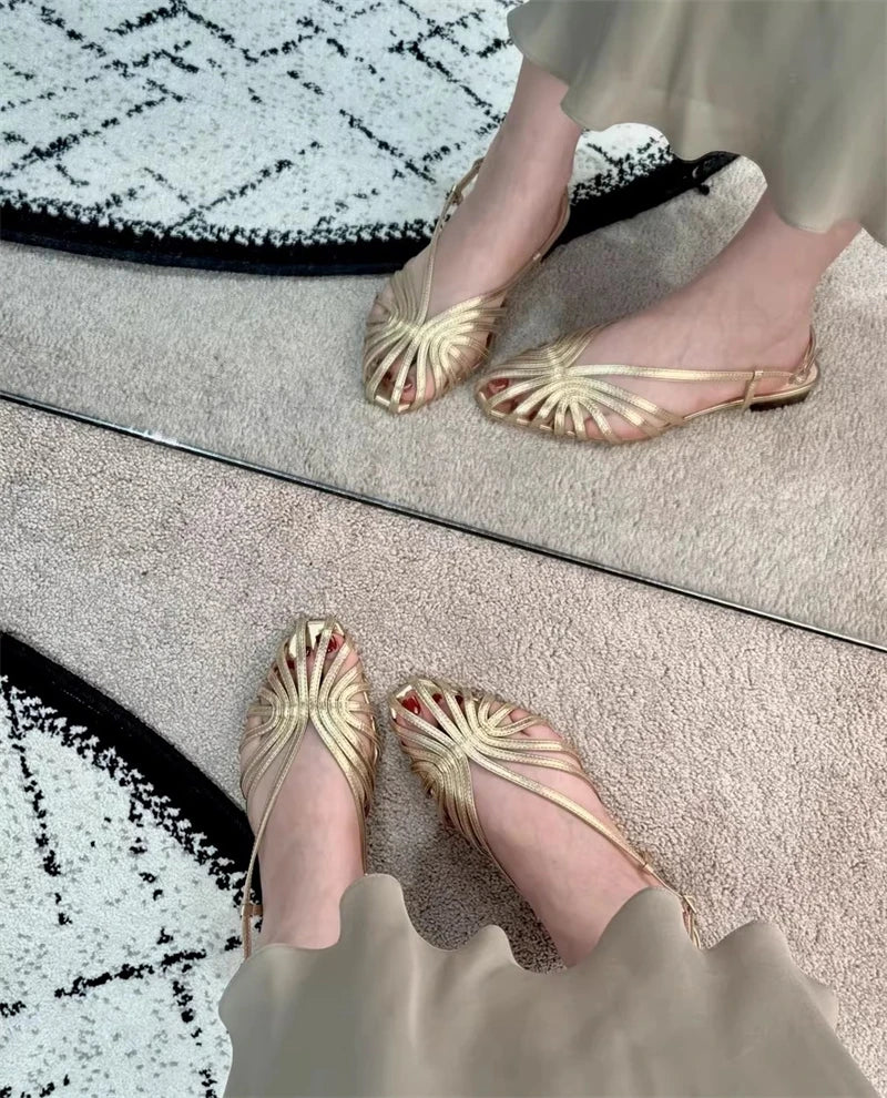 Women’s Plus Size Gold Gladiator Sandals