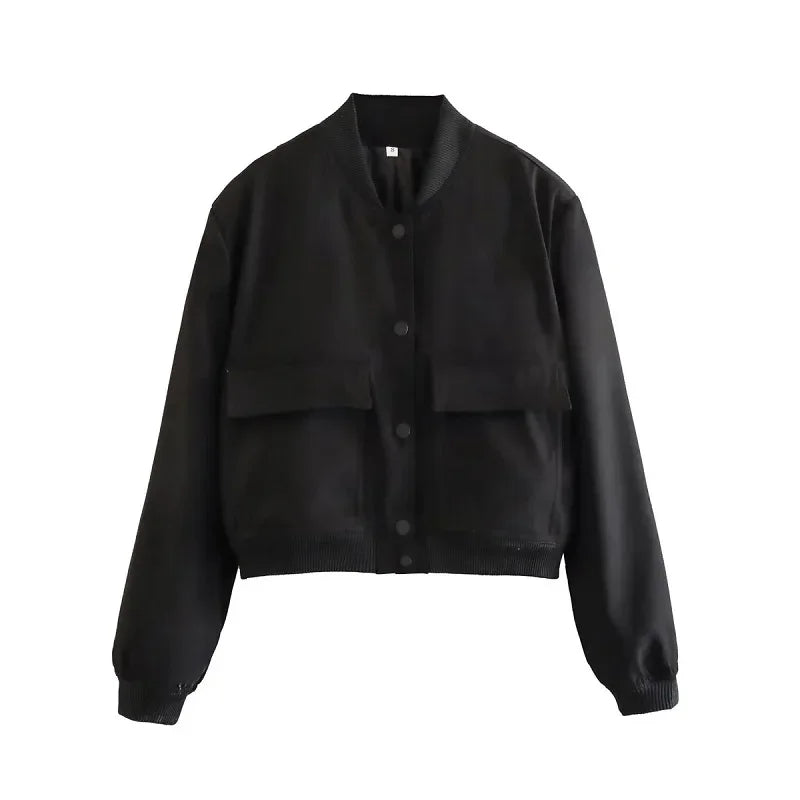 White Cropped Women's Bomber Jacket – Baseball Aviator Coat