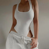 Sleeveless Knit Women's Bodysuit – Off Shoulder Casual Summer Bodycon Top