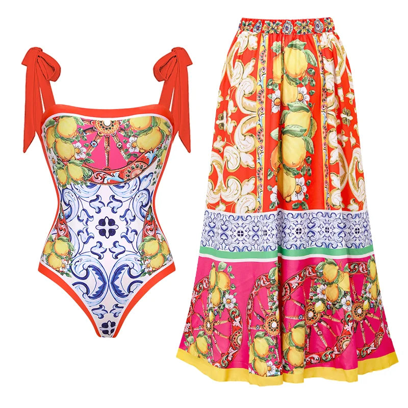 Vintage Print One Piece