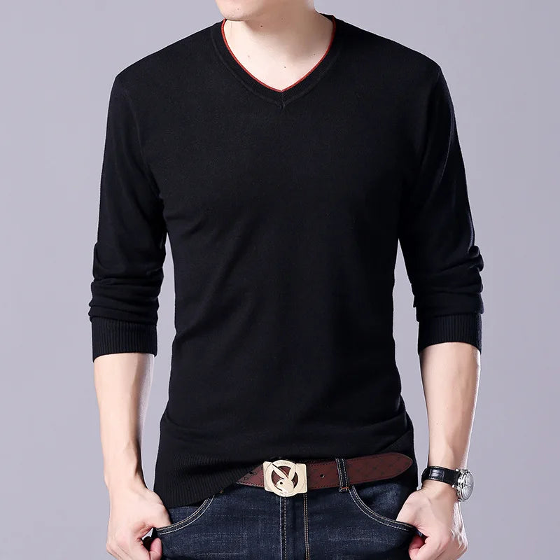 سترة رجالية محبوكة برقبة على شكل حرف V بمقاسات كبيرة