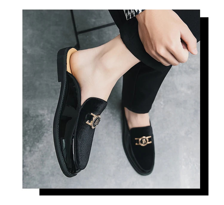 Men’s Black Leather Mules
