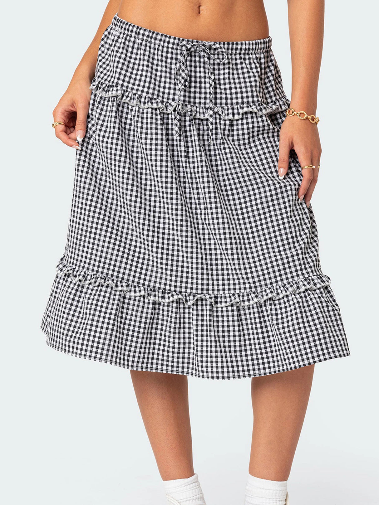 Women Floral Pleated Maxi Skirt