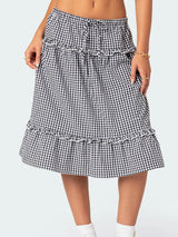 Women Floral Pleated Maxi Skirt