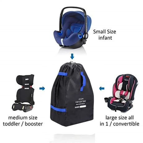 Premium car child safety seat options for infants, toddlers, and boosters, featuring a versatile bag for all sizes.