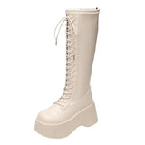 Women Mid Calf Boots Motorcycle Fuzzy Boots
