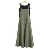 Women Wide Leg Cotton Linen Jumpsuit