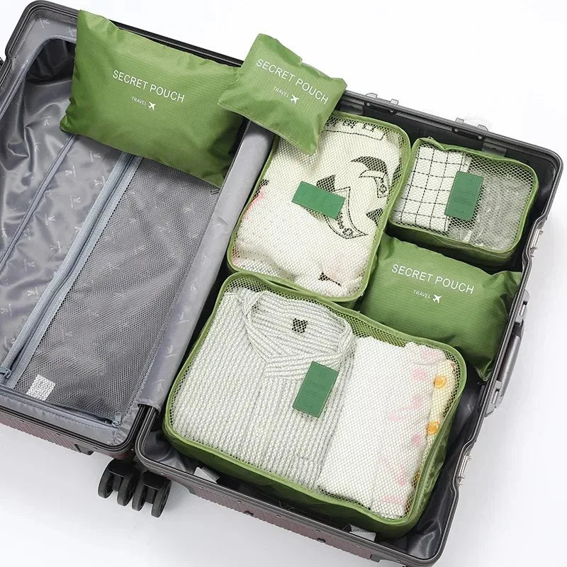 6-Piece Travel Packing Organizer Set – Suitcase Storage Bags
