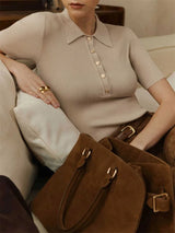 Women's Ribbed Short Sleeve Pullover