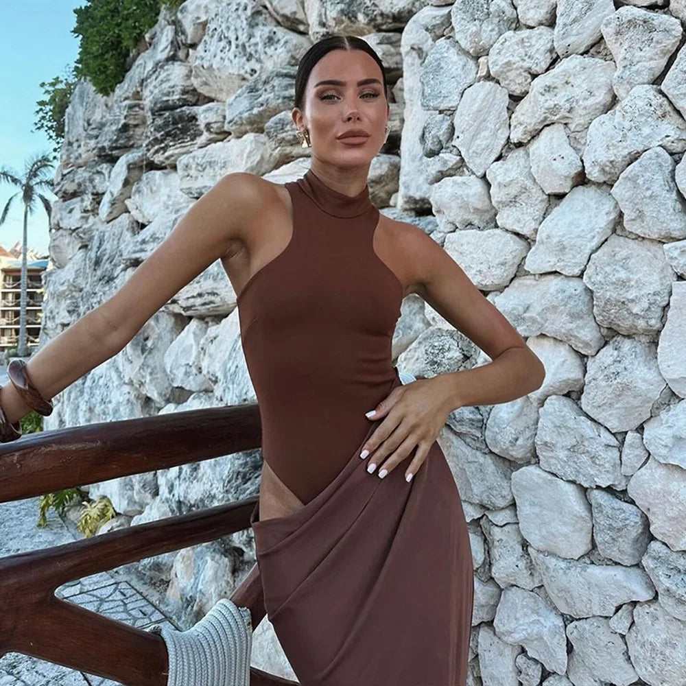 Luxe Satin Cutout Maxi Dress