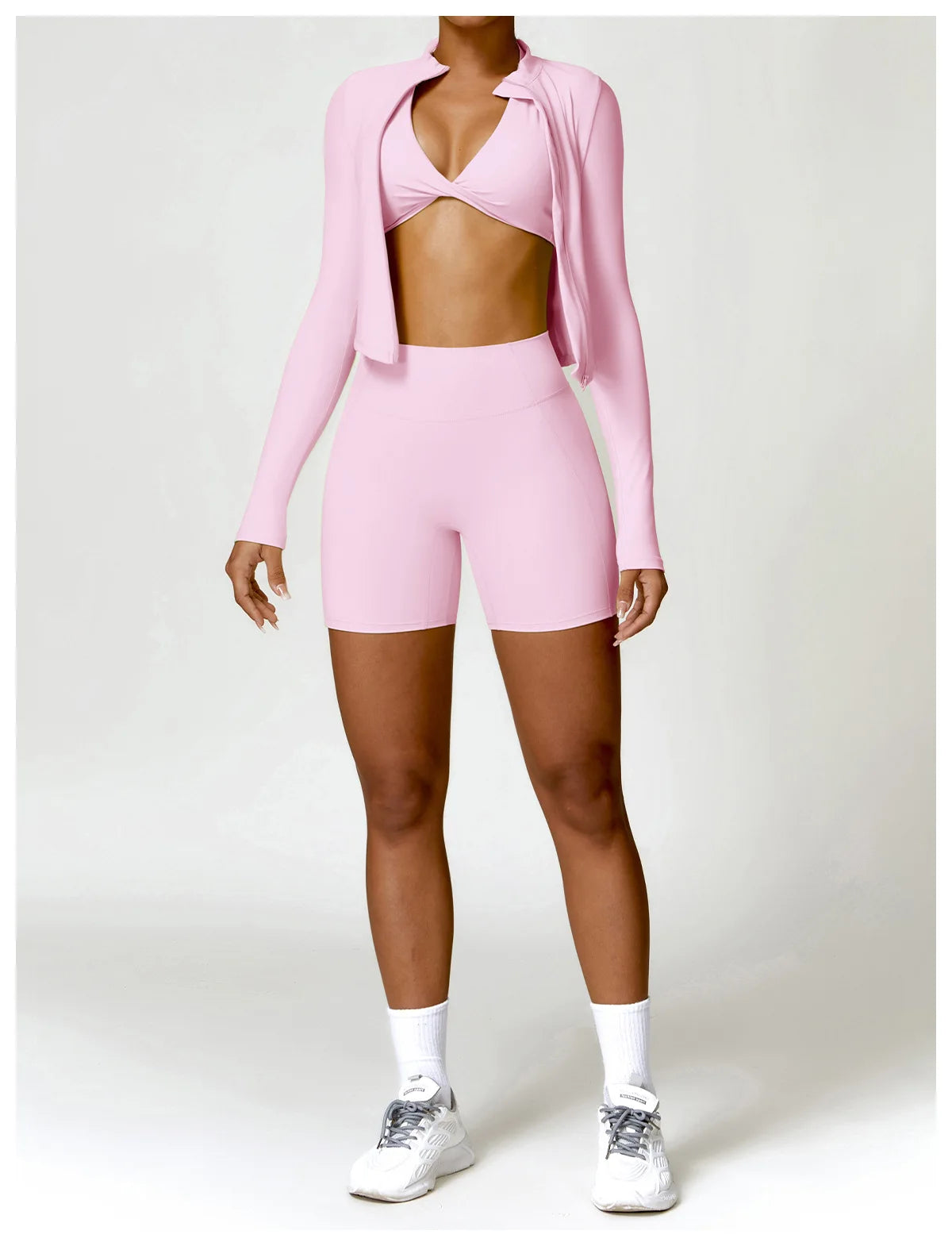 Women's Zip Long Sleeve Yoga Jacket – Gym Push-Up Sportswear Top
