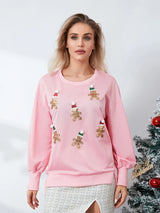 Women's Santa Claus Sequin Sweatshirt