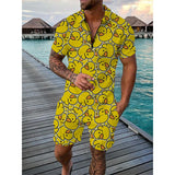 Men's 3D Print Polo & Shorts Set