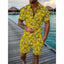Men's 3D Print Polo & Shorts Set