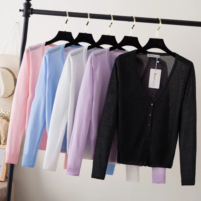 Korean V-Neck Cropped Cardigan Women's Sweater