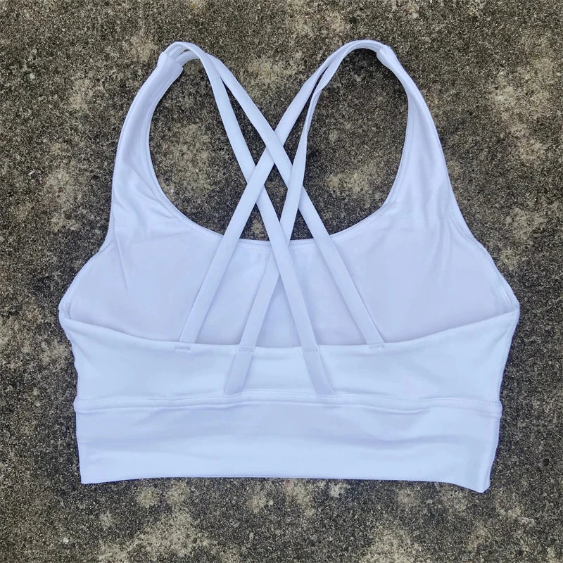 Women Cross Strap Sports Bra with Pads