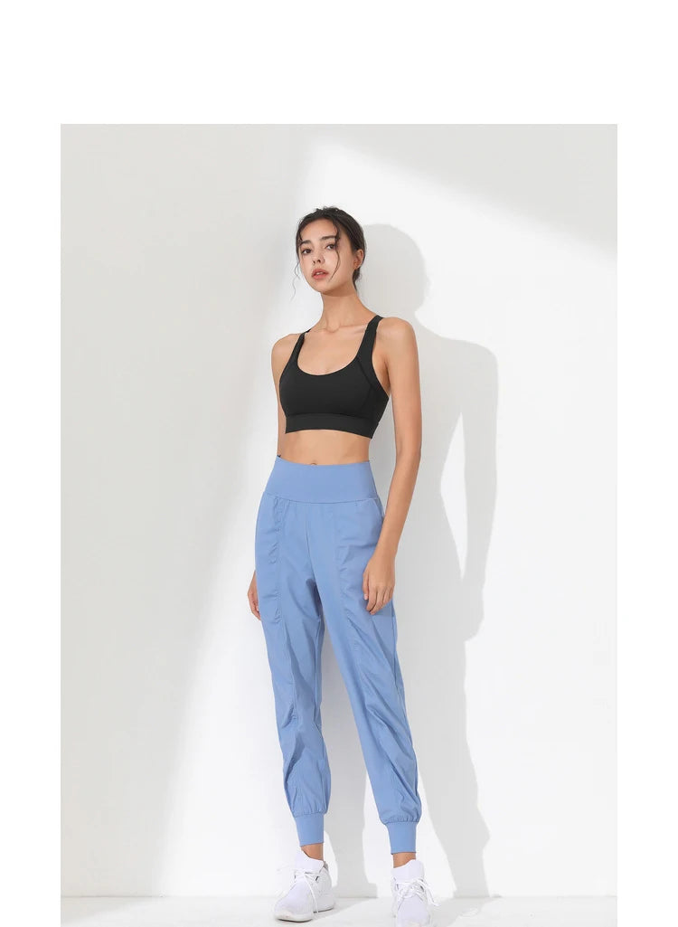 Hearuisavy Loose Quick-Dry Yoga Pants – Pleated Jogging Capris with Pockets