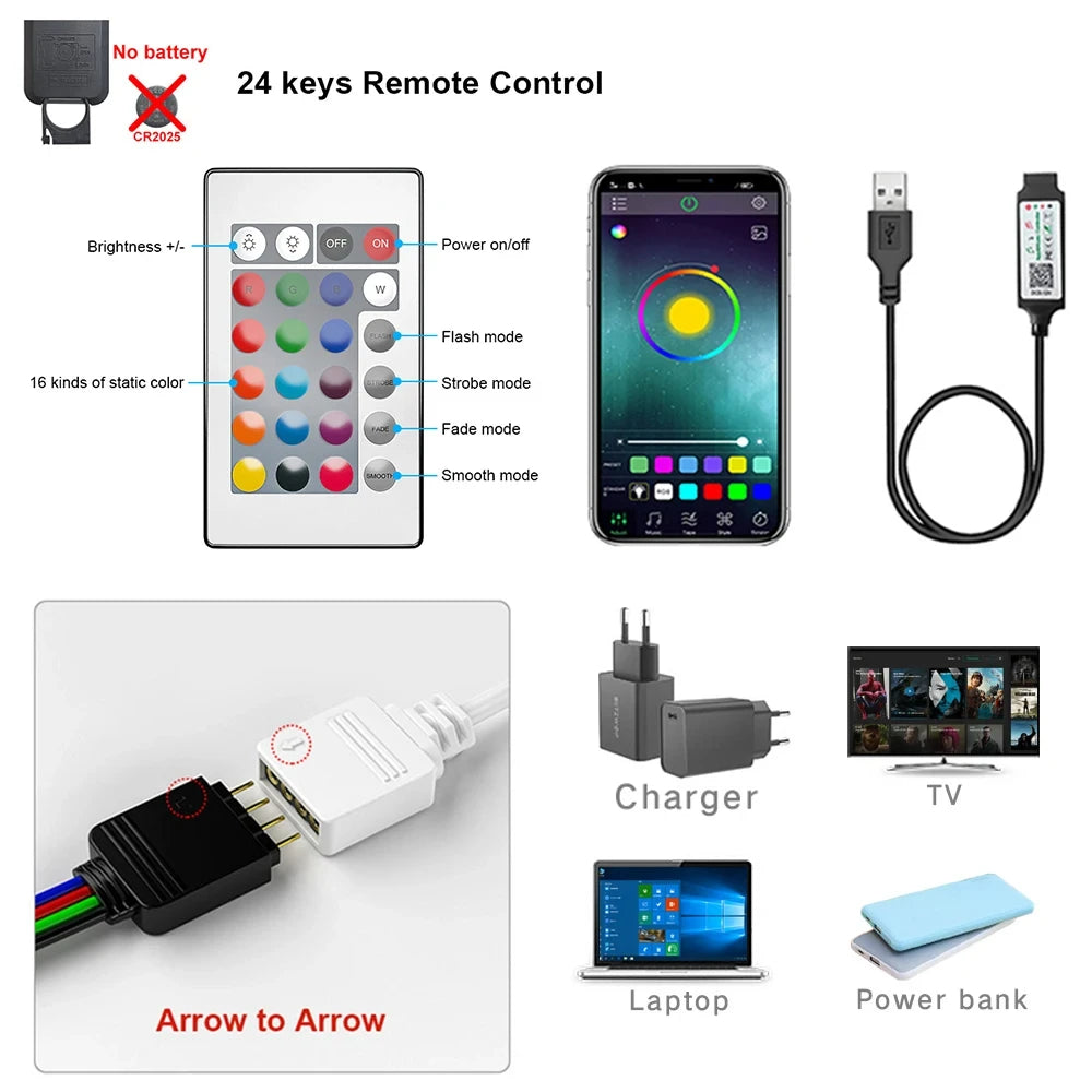 Smart Bluetooth LED Strip Lights – App & Remote Control