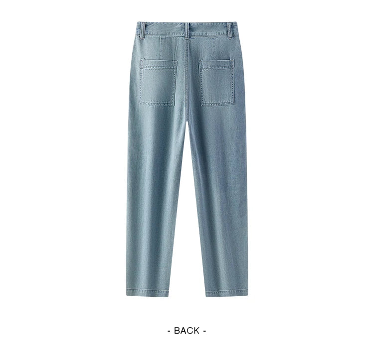 Women Curved Hem Loose Tapered Pants