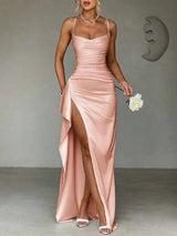 Midnight Satin Slip Gown