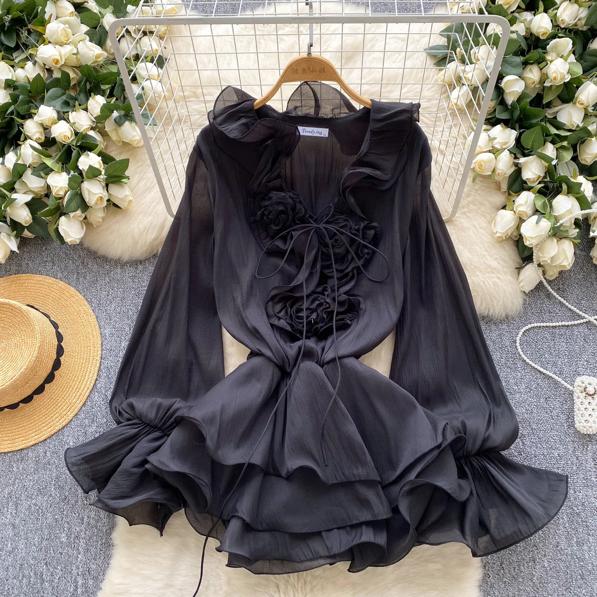 Women's Floral Chiffon Mini Dress
