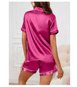 Women Satin Button Down Pajama Set
