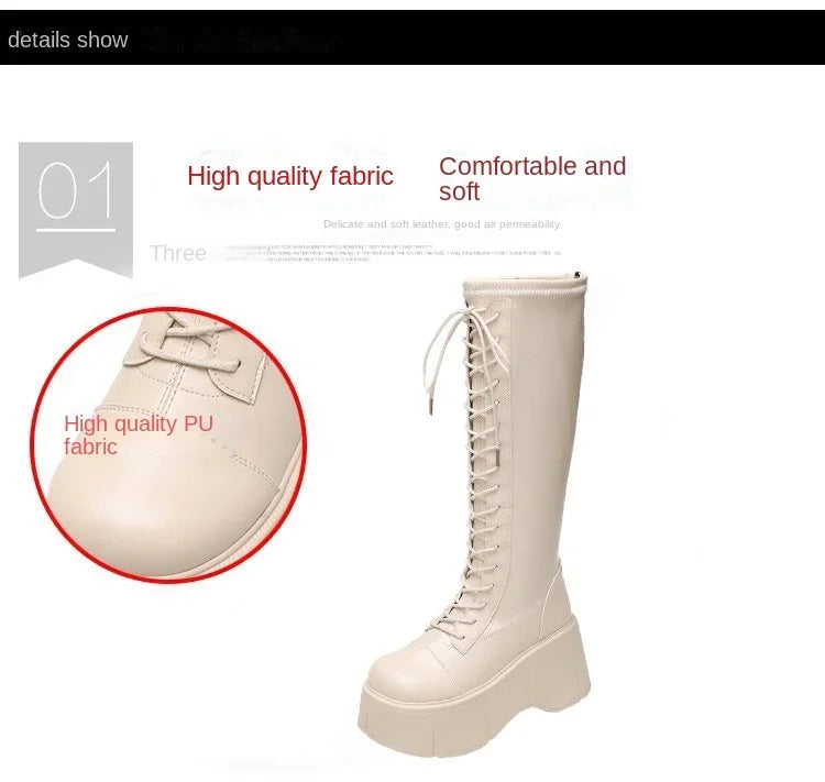 Women Mid Calf Boots Motorcycle Fuzzy Boots