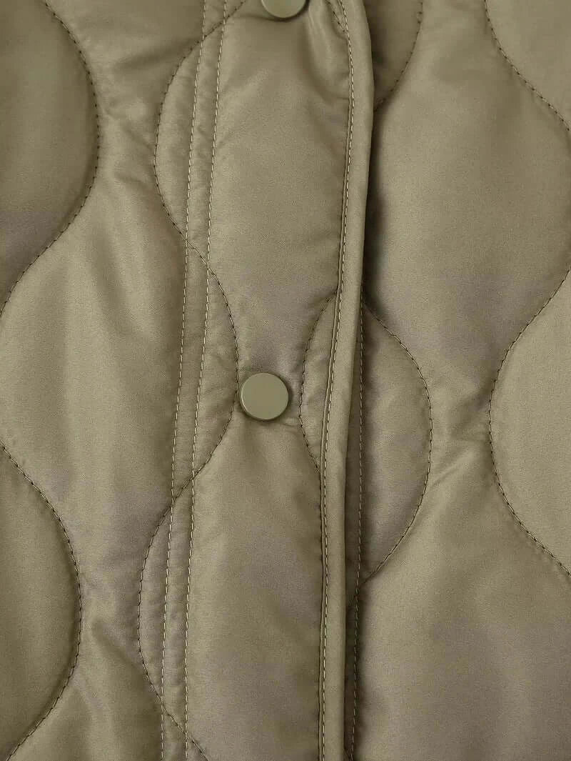 Women Quilted Padded Black Jacket