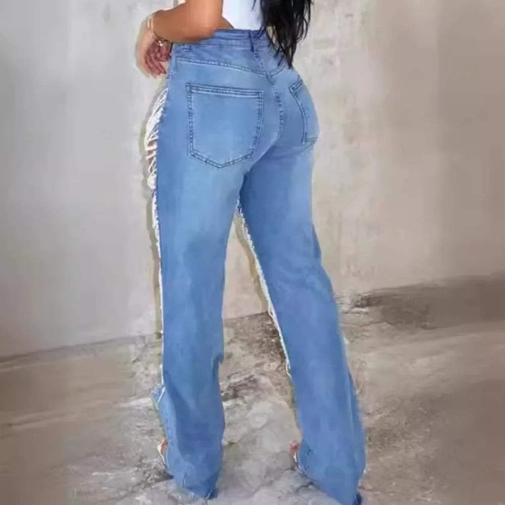 ChainTear™ – Bead Chain Ripped Slim Denim Pants 2025 (Grungy, Sleek & Decorative)