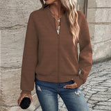 Casual Zipper Baseball Collar Women's Jacket