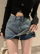 CuteGlow™ – Korean High Waist Mini Skirt (Slim Fit, Vintage Street)