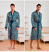 Men’s Leopard Satin Bathrobe Set